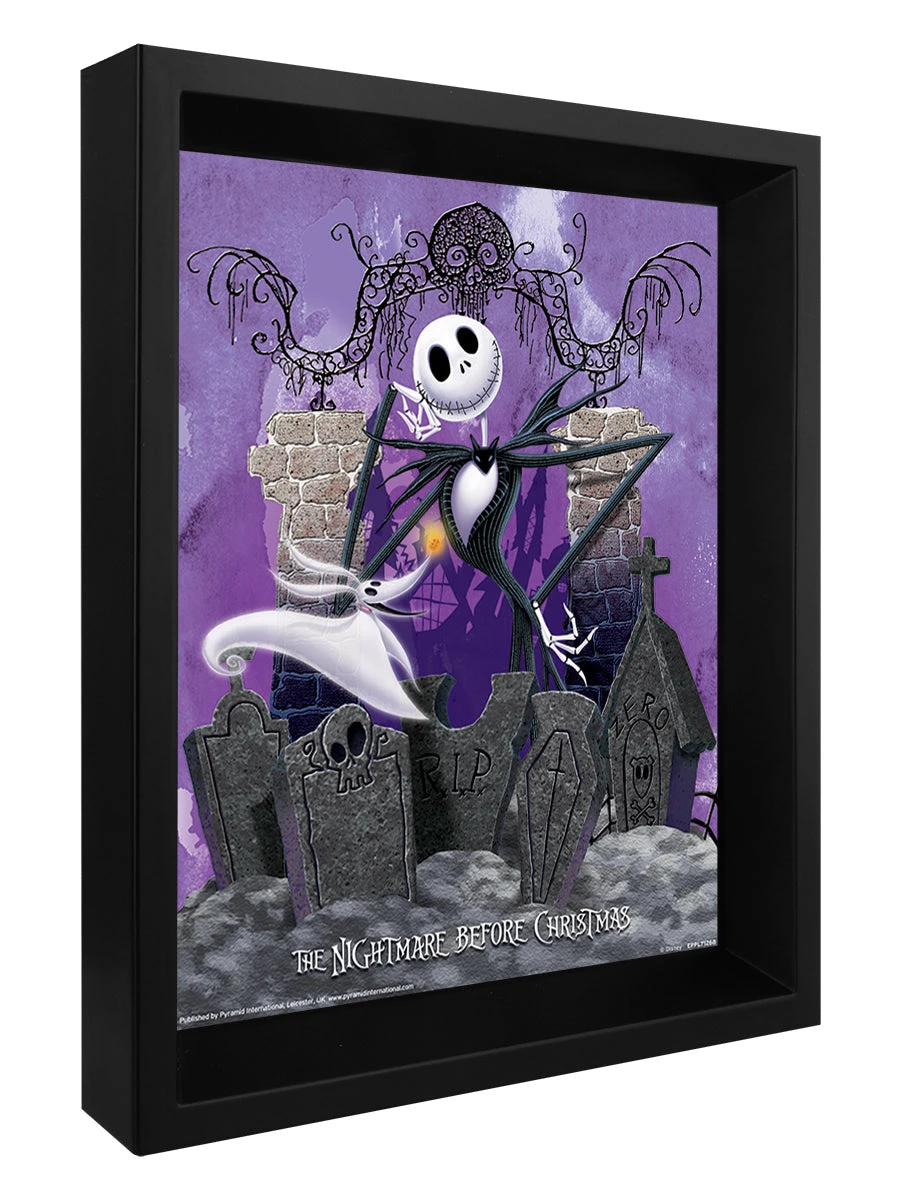 Nightmare Before Christmas Graveyard 3D Framed Lenticular Poster - Image 2