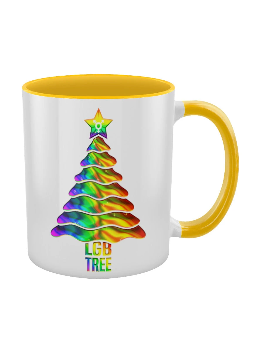 LGB Tree Yellow Inner 2-Tone Christmas Mug - Image 2