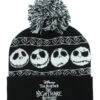 Nightmare Before Christmas Snow Black Pom Beanie