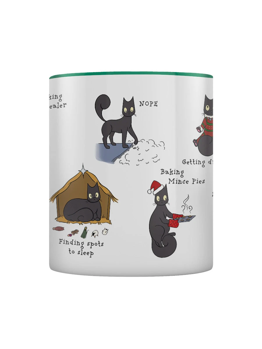Spooky Cat Christmas Behaviour Green Inner 2-Tone Mug - Image 2