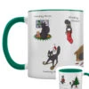 Spooky Cat Christmas Behaviour Green Inner 2-Tone Mug