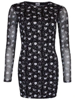 The Nightmare Before Christmas AOP Skulls Ladies Mesh Dress