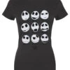 The Nightmare Before Christmas Many Faces Of Jack Ladies Grey T-Shirt