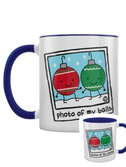 Pop Factory Photo Of My Balls Christmas Blue Inner 2-Tone Mug