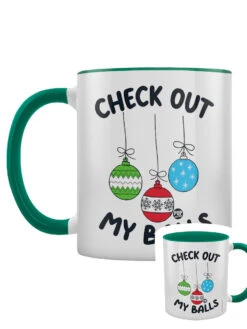 Pop Factory Check Out My Balls Christmas Green Inner 2-Tone Mug