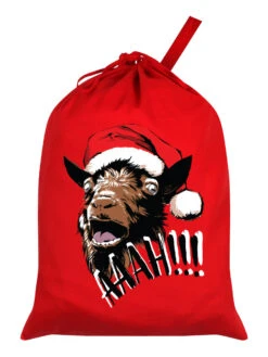 Aaah! Santa Goat Christmas Red Santa Sack
