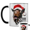 Aaah! Santa Goat Christmas Black Inner 2-Tone Mug