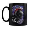 Feline Festive Black Christmas Mug