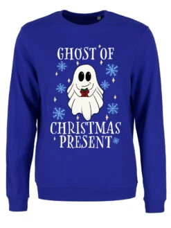 Galaxy Ghouls Ghost Of Christmas Present Ladies Royal Blue Christmas Jumper