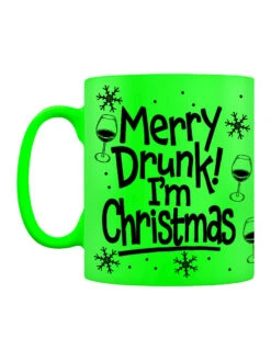 Merry Drunk I'm Christmas Green Neon Mug
