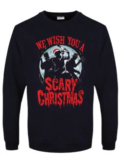 We Wish You A Scary Christmas Navy Blue Christmas Jumper