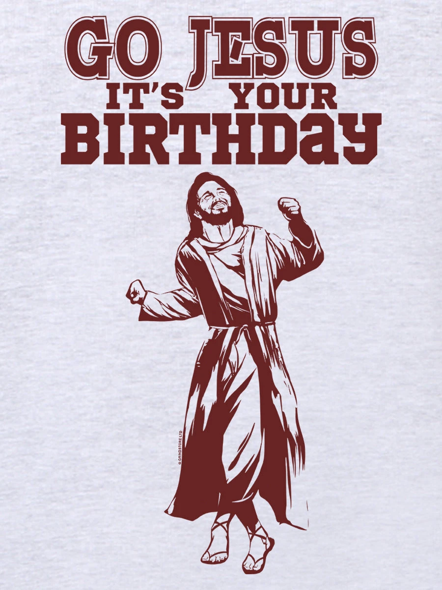 Go Jesus It's Your Birthday Men's Grey Christmas Jumper - Image 3