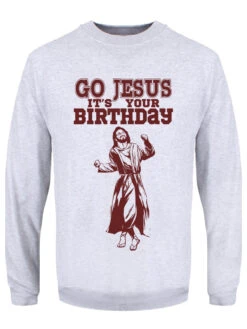 Go Jesus It's Your Birthday Men's Grey Christmas Jumper