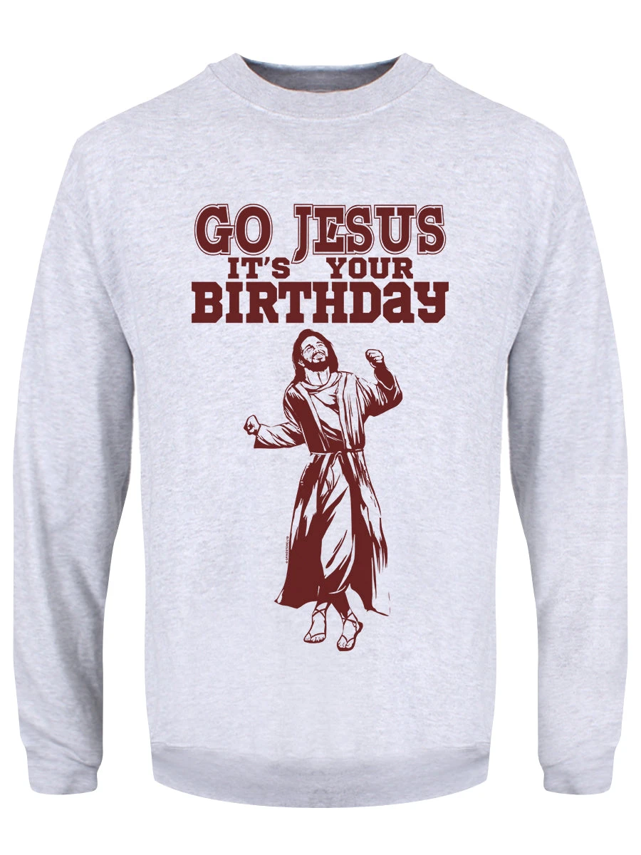 Go Jesus It's Your Birthday Men's Grey Christmas Jumper