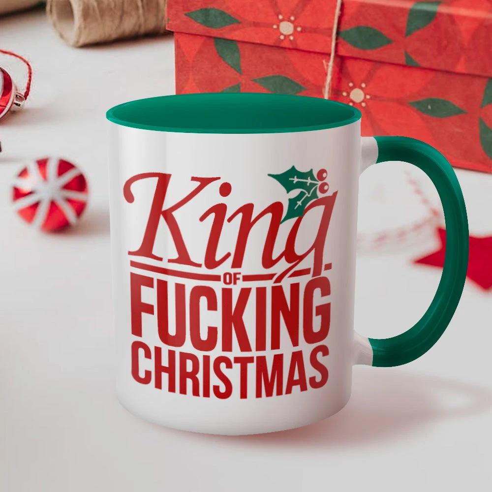 King Of Fucking Christmas Green Inner 2-Tone Mug - Image 3